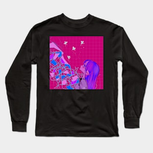 Cyber Moth Vaporwave Long Sleeve T-Shirt